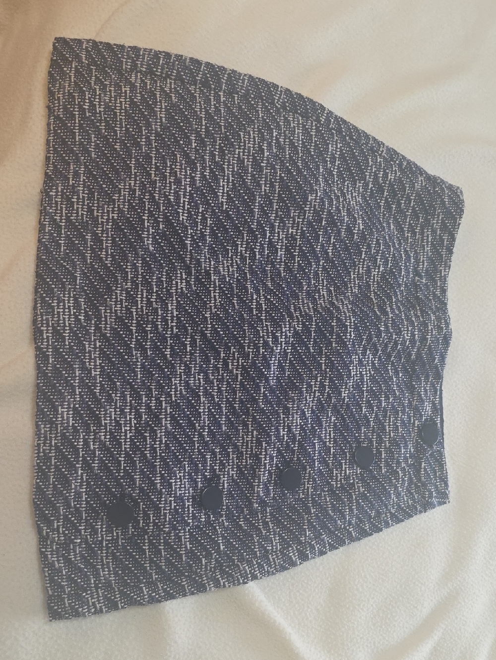 LOFT Navy and Cream Trim Tweed Skirt